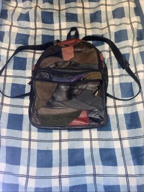 Patchwork Leather Women's Backpack – Multicolor Leather Design